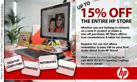 HP Store - Up to 15% off the entire HP Store range inc. FREE delivery & an additional �25 off your first order!