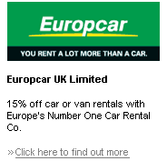 Europcar UK Limited - 15% off car or van rentals with Europe’s Number One Car Rental Co.